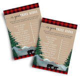 Mama Bear Baby Shower Games For Boys - Guess The Price Is Right - 25 Cards - Fun Activities For Guests With Prizes - Lumberjack Theme In Red And Black