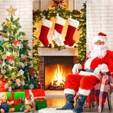 Christmas Fireplace Door Cover Banner With Stockings & Sign - Photo Booth Prop Background For Holidays Indoor/Outdoor