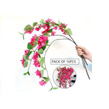 Pack Of 16 Artificial Bougainvillea Silk Vines Hanging Flower Stems For Wedding & Home Decoration, Flower Garland And Garden Diy Decor - 30.5 Inch (Fuchsia)