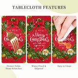 Christmas Tablecloth Round 60 Inch Christmas Wreath With Garland Tablecloth Red Table Cover For Dining Kitchen Holiday Party Picnic Home Decor