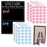 Boy Or Girl Voting Board - Interactive Gender Guessing Board - Classic Black Chalkboard Baby Shower Decoration - Easy Tabletop Display For Baby Shower Games - Black, 12 X 17 In, 144 Stickers