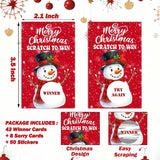 50 Pcs Christmas Scratch Off Cards With Stickers, Christmas Plaid Scarf Snowman Games For Family Party, Xmas Raffle Tickets For Group Game Prizes -C03