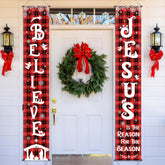 Christmas Front Porch Banners Winter Religious Nativity Scene Sign Holiday Hanging Banner Xmas Decoration For Front Door Believe Jesus Is The Reason For The Season 12 X 71 Inch