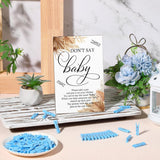Baby Shower Games 100 Clothespins With 1 Don'T Say Baby Table Sign For Shower Gender Reveal Game Mini Clothespins For Clothes Decorations Diy Crafts(Boho,Blue)