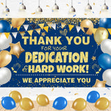 We Appreciate You Banner Thank You Banner Decorations Thank You for All You Do Backdrop for Teacher Employee Staff Doctors Nurse Poaster Volunteer Appreciation Week Party Decor - Blue Gold