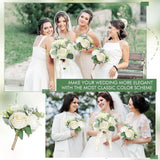 Bridesmaid Bouquets - Set Of 4 Ivory White Artificial Flowers Bouquet Wedding Rustic Small Floral Centerpieces For Marriage Proposal Party Anniversary Dining Table Decorations