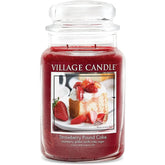 Strawberry Pound Cake, Large Glass Apothecary Jar Scented Candle, 21.25 Oz, Red