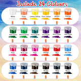 24 Set 24 Colors Mini Acrylic Paint Kit For Craft 624 Pcs Washable Acrylic Paint Set Paints Strips For Party Painting Supplies 48 Brushes