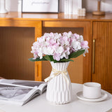 3Pcs Large Leaf Embroidered Ball Latex Faux Hydrangea Heads Artificial Flowers Heads With Stems For Home Wedding Decor Hand Flowers, Living Room Outdoor Wedding Party Decoration(Pink White)