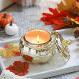 Thanksgiving Pumpkin Shaped Candle Pumpkin Spice Mercury Glass Candle Scented Fall Decor Farmhouse Decorations For Home 12Oz