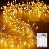 10FT 120 LED Battery Operated Fairy Lights Firecracker String Lights Waterproof Silver Wire for Wedding Garden Christmas Decor