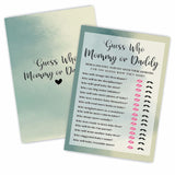 Guess Who Mommy Or Daddy Game Cards For Baby Shower - Agate Green - Gender Reveal, Baby Announcement, Gender Neutral Fill In Game Kit For Baby Shower, Party Favor & Supplies(30Pcs)-E03
