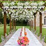 5.58Ft 5Pcs Bougainvillea Artificial Flowers Vines Faux Silk Hanging Bougainvillea Nearly Natural Plants For Porch Patio Balcony Home Wedding Decoration (White)