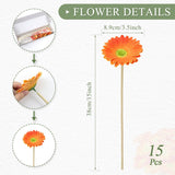 15Pcs Artificial Gerbera Daisies Flowers Fake Daisy Faux Mums Daisy Flower 15 Inch For Home Kitchen Decor (White,Pink,Yellow,Orange,Rose)