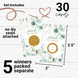 Greenery And Gold Bridal Shower Games - 30 Pack - Fun Scratch Off Raffle Cards For Weddings, Showers, Engagements & Receptions - Elegant Floral Theme