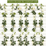 Artificial Flower Garland?2Pcs 7.54 Ft Fake Roses Vines Flowers With Green Leaves,Fake Silk Rose Hanging Vine For Wedding And Birthday Parties, Anniversaries, Home Decor, Wall Arch Decorations
