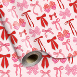 Valentine'S Day Wrapping Paper -Mini Roll- 17 In X 32.8 Ft Pink Red Bow Gift Wrap Paper For Birthday Wedding Bride Shower Party Wrapping Supplies