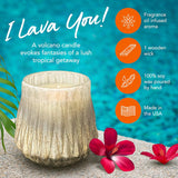 Dough Bowl Candle Co. Volcano Candle - 4.5" X 4.5" Glass Vessel With Wooden Wick For Home, 100% Soy Wax With 30 Hour Burn Time, Multipurpose Fancy And Luxury Candles With Tropical Summer Scent