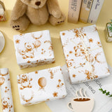Bear Wrapping Paper -Mini Roll- 17In X 32.8Ft Brown Balloon Bear Flower Gift Wrap Paper Baby Shower Craft Paper For Diy Craft Supplies