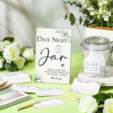 114 Pcs Bridal Shower Games Include Date Night Jar Wooden Sign 100 Cards 10 Hb Pencils 2 Stickers For Fresh Off The Market Wedding Reception Games Date Idea Party Favors Decoration(Greenery)