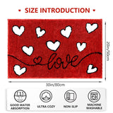 Valentine'S Day Bathroom Rug, Red Love Heart Tufted Bath Mat, Soft Valentines Day Bath Mats Non Slip Absorbent Rectangle Shower Rug Front Door Mat For Home Kitchen Bedroom Decor, 20X30 Inch