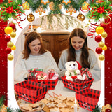 24 Pcs Christmas Baskets For Gifts 10 X 8 Inch Empty Basket With Handle Christmas Baskets For Gifts Wine Gift Basket Empty Red Sturdy Diy Bulk Gift Basket Kraft Market Tray Basket With Handles