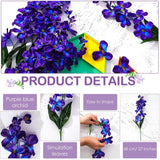 8 Pieces 27 Inches Artificial Purple Blue Orchid Faux Flowers Purple Orchids Silk Flowers For Wedding Dinning Home Restaurant Decoration Bridal Bouquet Corsage Boutonniere Wreath Decor