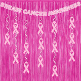 Breast Cancer Awareness Decorations Pink Ribbon Foil Fringe Curtains