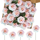 60Pcs Artificial Rose Flowers Real Touch Fake Flowers With Stem Foam Roses For Diy Wedding Bouquets Baby Shower Table Centerpieces Party Holiday Home Spring Valentines Day Decor(Light Rainbow)
