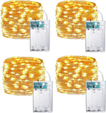 4 Pack Battery Operated Fairy Lights 16FT 50 LED Warm White Cuttable Starry String Lights with Timer for Bedroom Wedding Party Christmas Decor