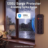 20A Heavy Duty Surge Protector Power Strip 8 Outlets 6FT Metal Wall Mount Black