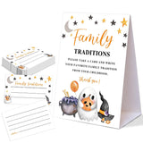 Halloween Baby Shower Wedding Games-Share Your Family Traditions, Pack Of 1 Sign And 50 Cards, Halloween Little Boo Spooky Baby Shower Decorations For Gender Reveal Party Activities