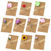 50Pcs Brown Gift Card Envelopes With Dried Flowers- 4.2" X 2.9" Mini Envelops With Heart Clasp For Women, Wedding,Birthday, Baby Showers, Invitation Wish Card, Graduation