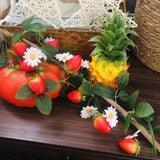 Artificial Strawberry Flower Plant Vine Strawberries White Flowers Garland For Wedding Birthday Garden Festival Indoor Decor (Strawberry Vine)