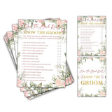 Bridal Shower Games - Does The Bride Really Know The Groom Wedding Party Game - Boho Floral Greenery Bachelorette/Engagement Party Supplies Activities - Pack Of 30 Game Cards (A16)
