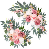 Wedding Arch Decorations 2 Pack - Reusable Artificial Hanging Flowers Floral Swag Greenery Garland For Wedding Welcome Sign Backdrop Bridal Ceremony Reception Backdrop Decoration, Baby Shower