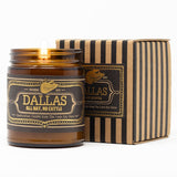 Scented Texas Candle, Dallas - Scents Of Fig, Leather, Bourbon - 9Oz Jar - 40 Hour Burn Time