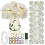64Pcs Artificial Hydrangea Flowers Bulk With Stems, Full & Fluffy Silk Hydrangea Heads For Wedding Centerpieces, Table Decor And Diy Floral Arrangements(64, Ivory)