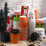 100 Sets Christmas Disposable Coffee Cups 12 Oz Insulated Ripple Wall Paper Cup With Lid, Xmas Disposable Coffee Espresso Cups Tea Cups For Cold Hot Liquids Drinking Party Supplies (Cute)