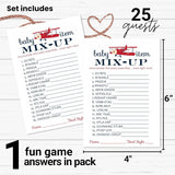 Airplane Baby Shower Games For Boys - Word Scramble Activity - Fun Gender Neutral Baby Shower Game For Guests - Adventure Theme In Red And Blue - 25 Cards, 4X6