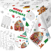 3Pack Christmas Coloring Tablecloth For Kids, Disposable Christmas Paper Tablecloth, Santa Merry Christmas Color-In Activity Table Cover For Kids Christmas Winter Holiday Party Decorations, 54X108Inch