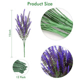 Artificial Lavender Flowers 12 Bundles Outdoor Uv Resistant Fake Flowers No Fade Faux Plastic Plants Garden Porch Window Box Decorating (Purple)