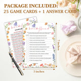 Bridal Shower Game, Wildflowers Theme Wedding Shower Games Cards For 25 Guests, Engagement Party Decorations Favors, Bachelorette Party Ideas And Activities Supplies, Wedding Games For Reception -B01