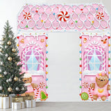 3 Pcs Christmas Gingerbread House Banner Gingerbread Party Door Decorations Pink Winter Christmas Candy Hanging Banner Porch Sign For Holiday Classroom Office Home Party Decor