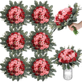 12 Bunches Wedding Bridesmaids Bouquets 144 Heads 7 Inch Artificial Rose Bouquets Silk Fake Flower Bulk With Stems For Valentine'S Day Wedding Bridal Shower Home Party Decor(Rose Red)