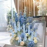16Pcs Light Blue Delphinium Artificial Flower 33.5'' Faux Flowers Long Stem Silk Larkspur Flowers Bulk For Tall Vase For Home Wedding Floral Arrangements Centerpiece Table Decor