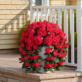 Artificial Geraniums Flowers For Outdoors Faux Hanging Plants Spring Outside Decor, 2 Pcs Uv Resistant Red Fake Silk Flowers Long Trailing Vines Look Real For Outdoor Planters Patio Porch Garden Home