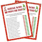 Christmas Baby Shower Games, Find Who Mom Or Dad Themed Gender Reveal Party Game, Winter Festival Game Cards With Santa Gnomes Design, Xmas Baby Shower Games, Holiday Party Supplies -04