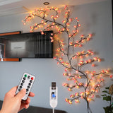 Cherry Blossom Led Lights For Wall Decor, 48 Led Willow Vine Twig Garland With Remote Control, 8 Lighting Modes, Indoor