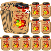 Valentines Day Cards For Kids, 50 Pack Bulk Mason Jar Valentines Day Candy Gift Exchange Cards For Boys Girls Classroom School Party Favors(Candy Not Included)